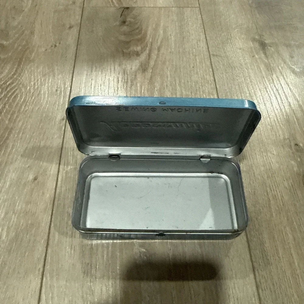 Vintage Sewing Machine Accessories Box Hinged Tin Case With Attachments